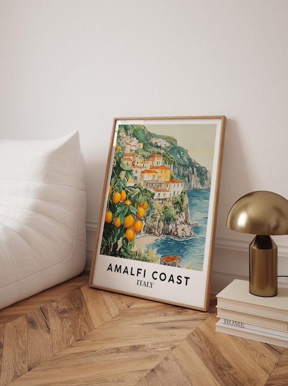 Amalfi Coast Italy Cliffside Lemon Trees Sea View Art Poster
