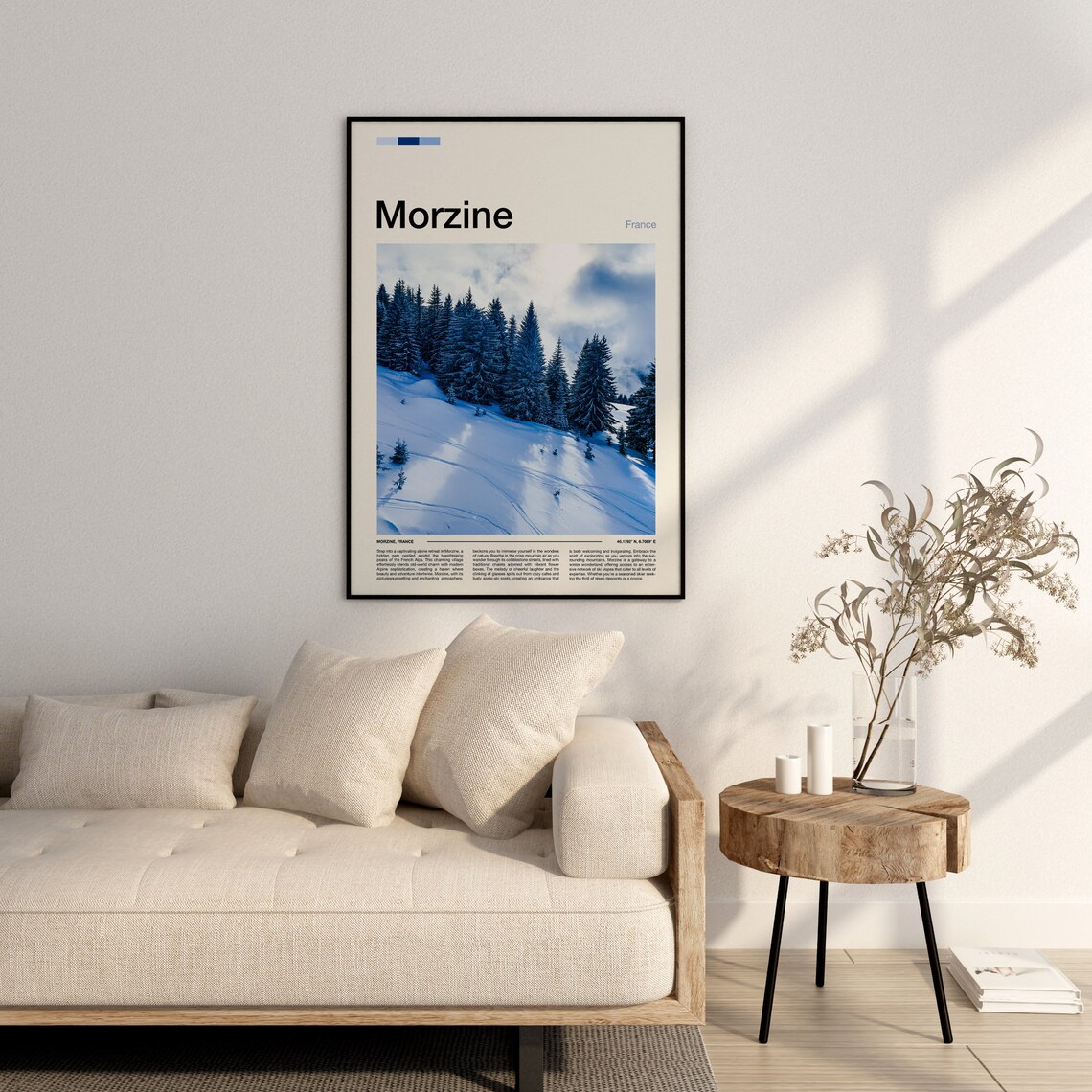 Morzine France Groomed Snowy Ski Slope Tall Frosted Fir Poster - Image 3