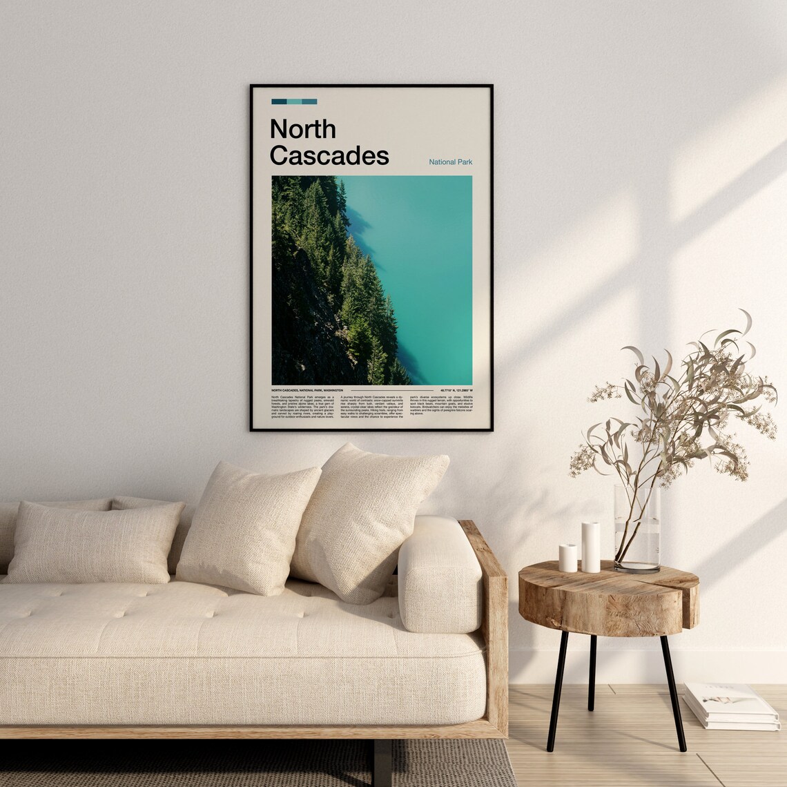 North Cascades National Park Turquoise Lake Aerial Photo Poster - Image 3
