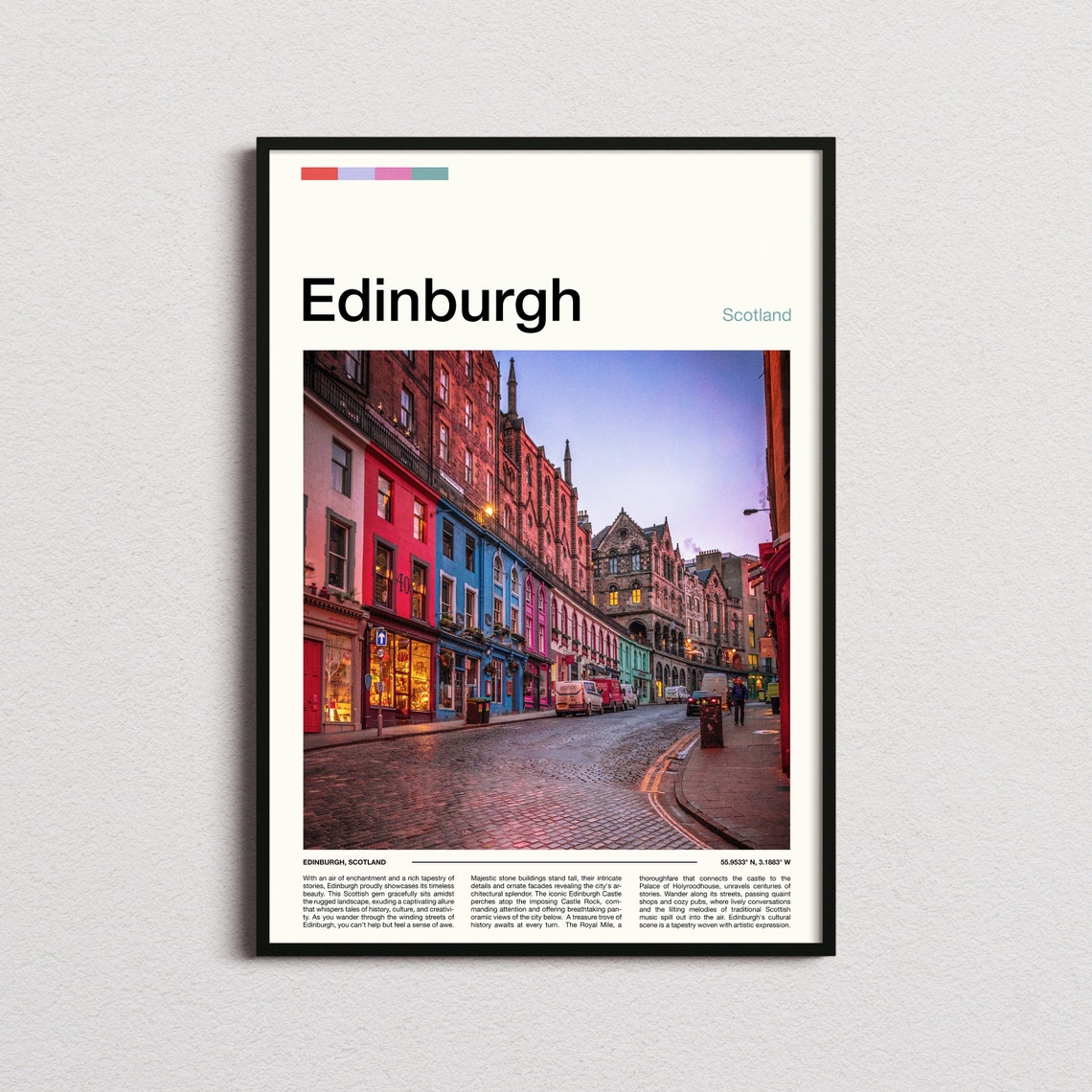 Edinburgh Scotland Victoria Street Colorful Shops Old Town Poster