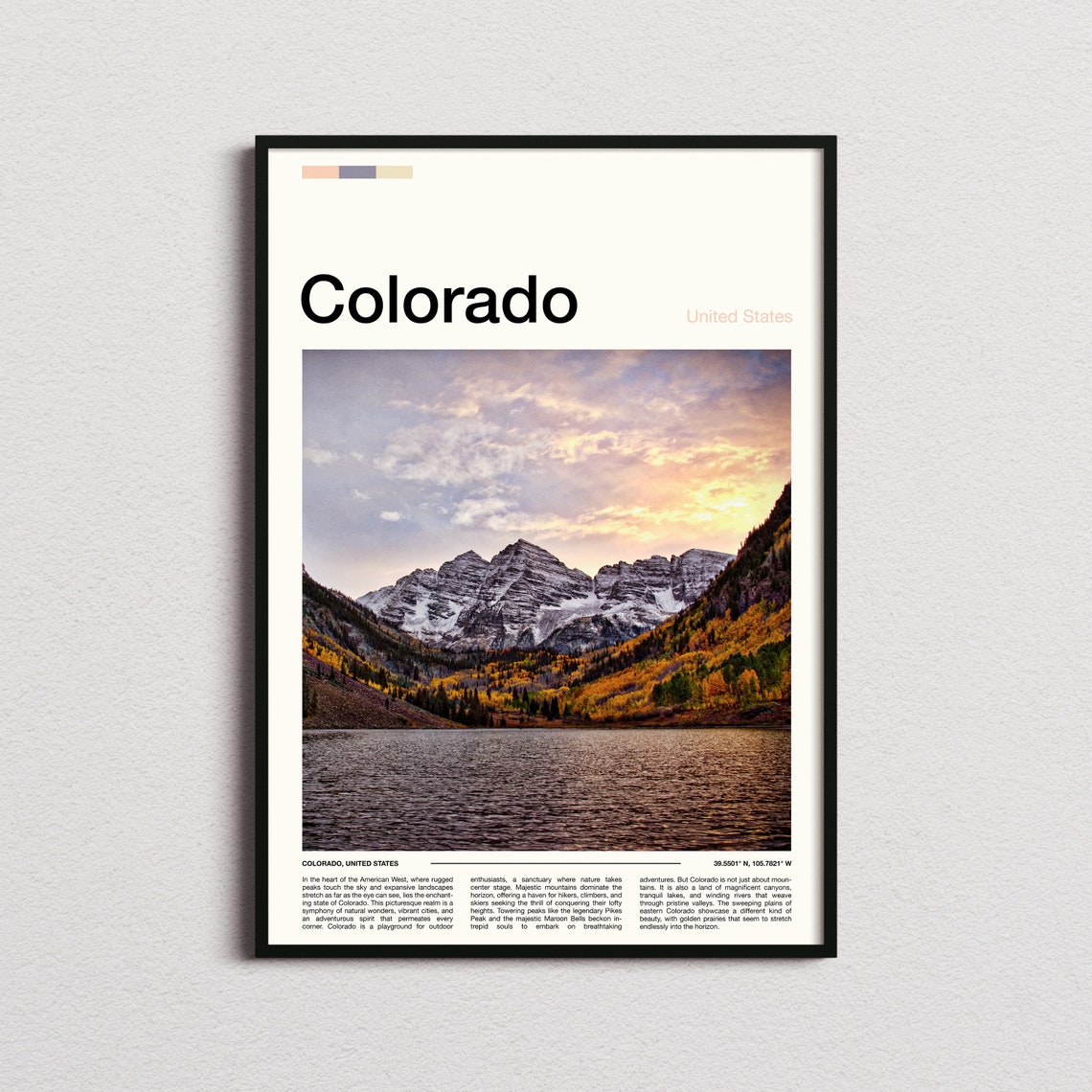 Colorado Maroon Bells Alpine Lake Autumn Rocky Mountain Poster