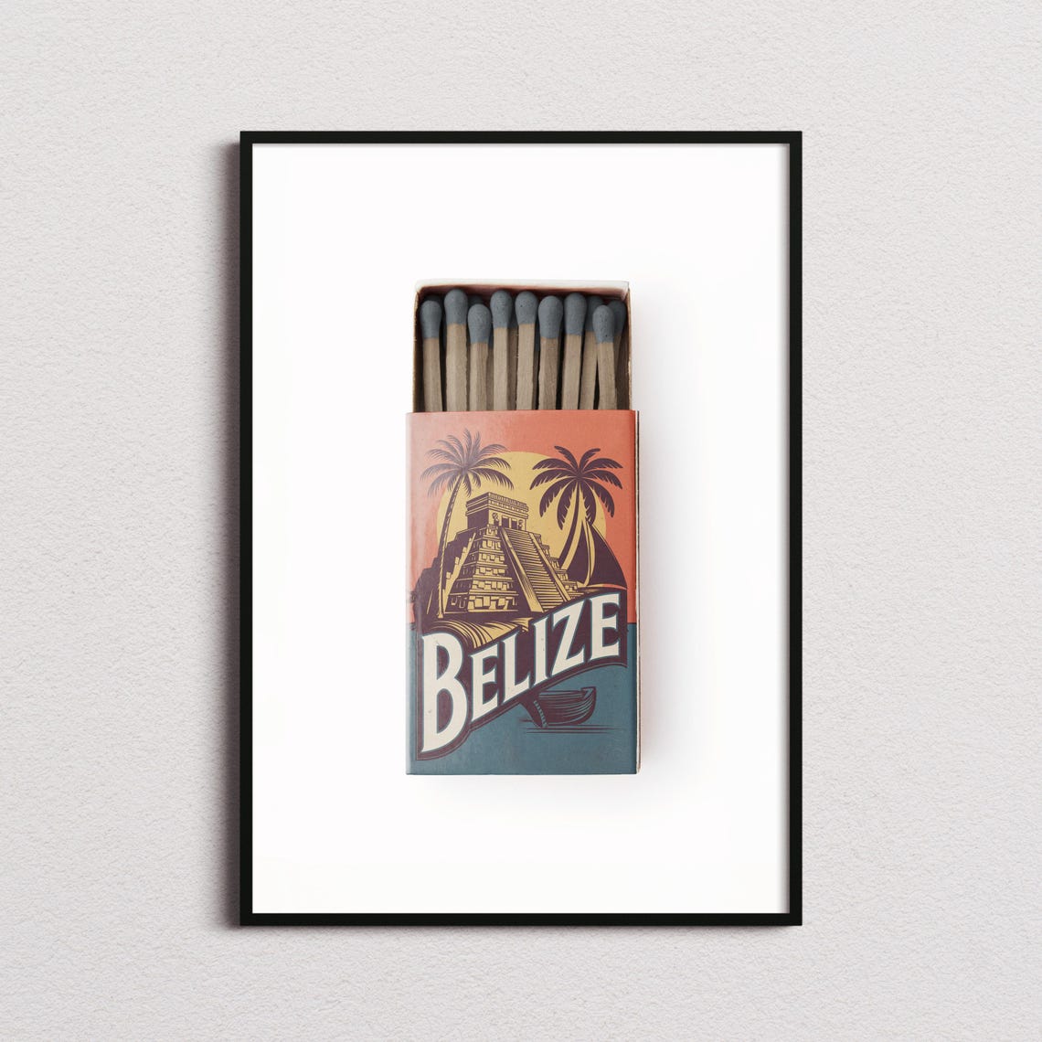 Belize Matchbox Print Belize Print Belize Poster Belize Wall Art Belize Art Print Belize Gifts