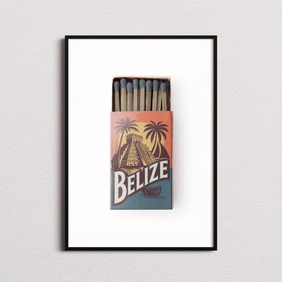 Belize Matchbox Print Belize Print Belize Poster Belize Wall Art Belize Art Print Belize Gifts