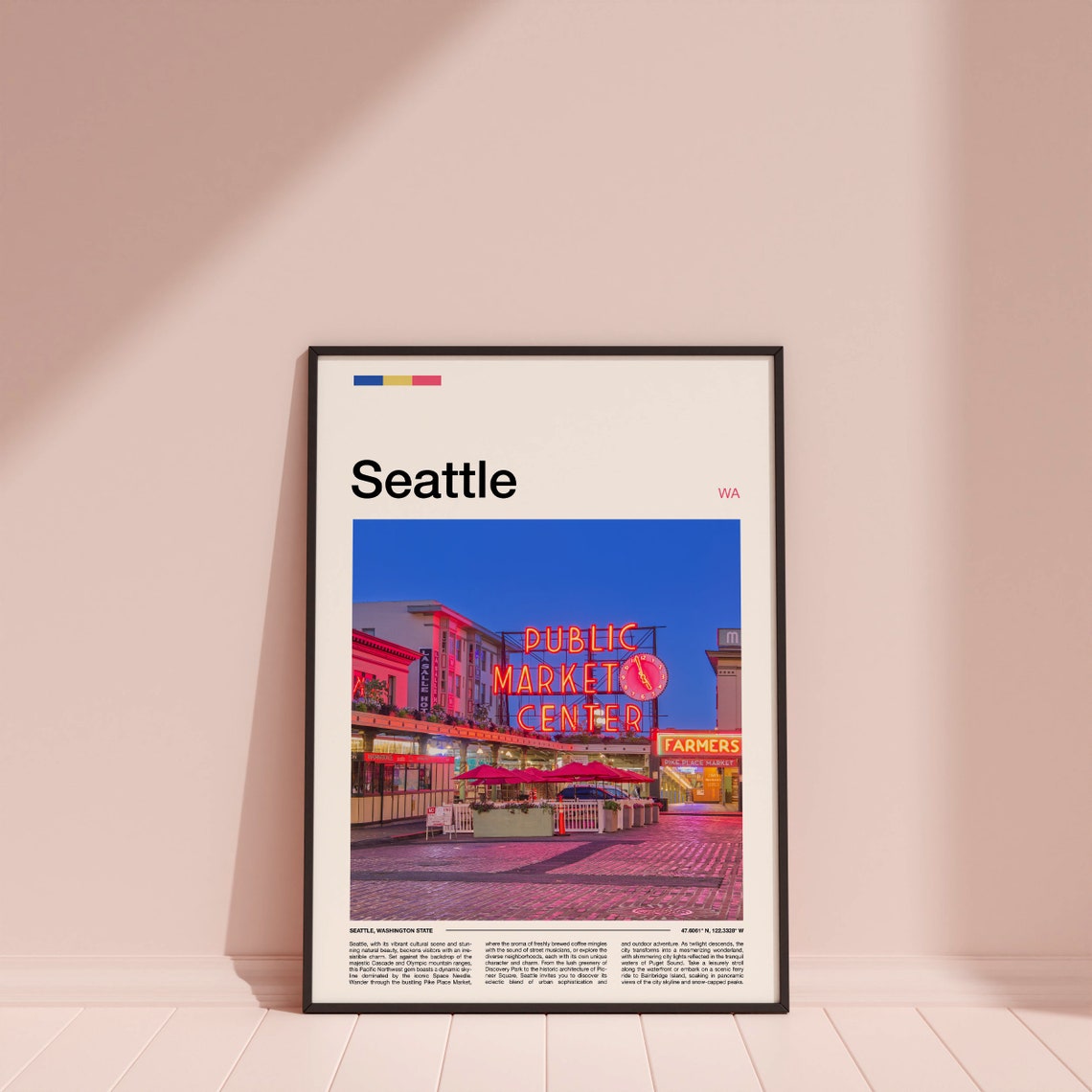 Seattle Public Market Center Neon Sign Dusk Photo Art Poster - Image 4