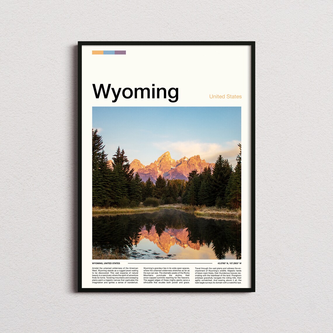 Wyoming Scenic Grand Teton Mountains Lake Reflection Sunrise Poster