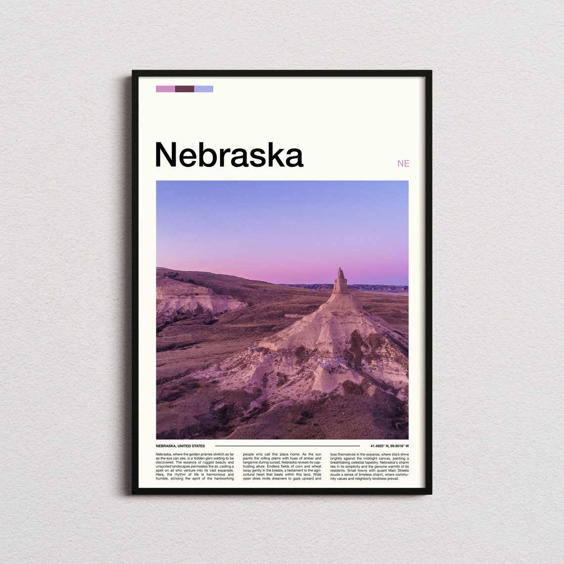 Nebraska Chimney Rock Sunset Prairie Landscape Plains Poster