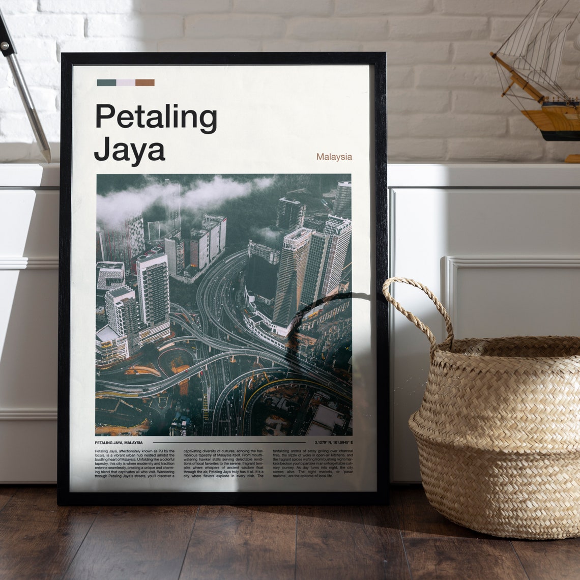 Petaling Jaya Malaysia Aerial Highway Interchange Cityscape Poster - Image 5