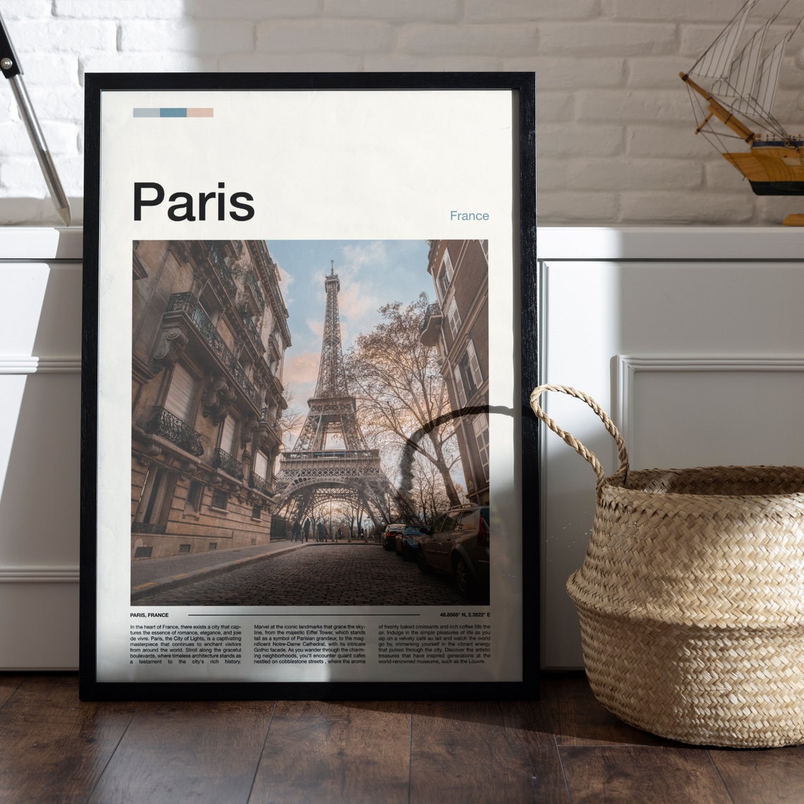 Paris France Eiffel Tower Cobblestone Street View Photo Poster - Image 5