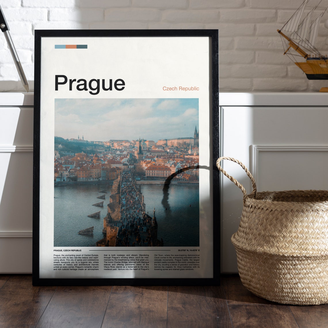 Prague Czech Republic Charles Bridge Crowded Old Town River Poster - Image 5