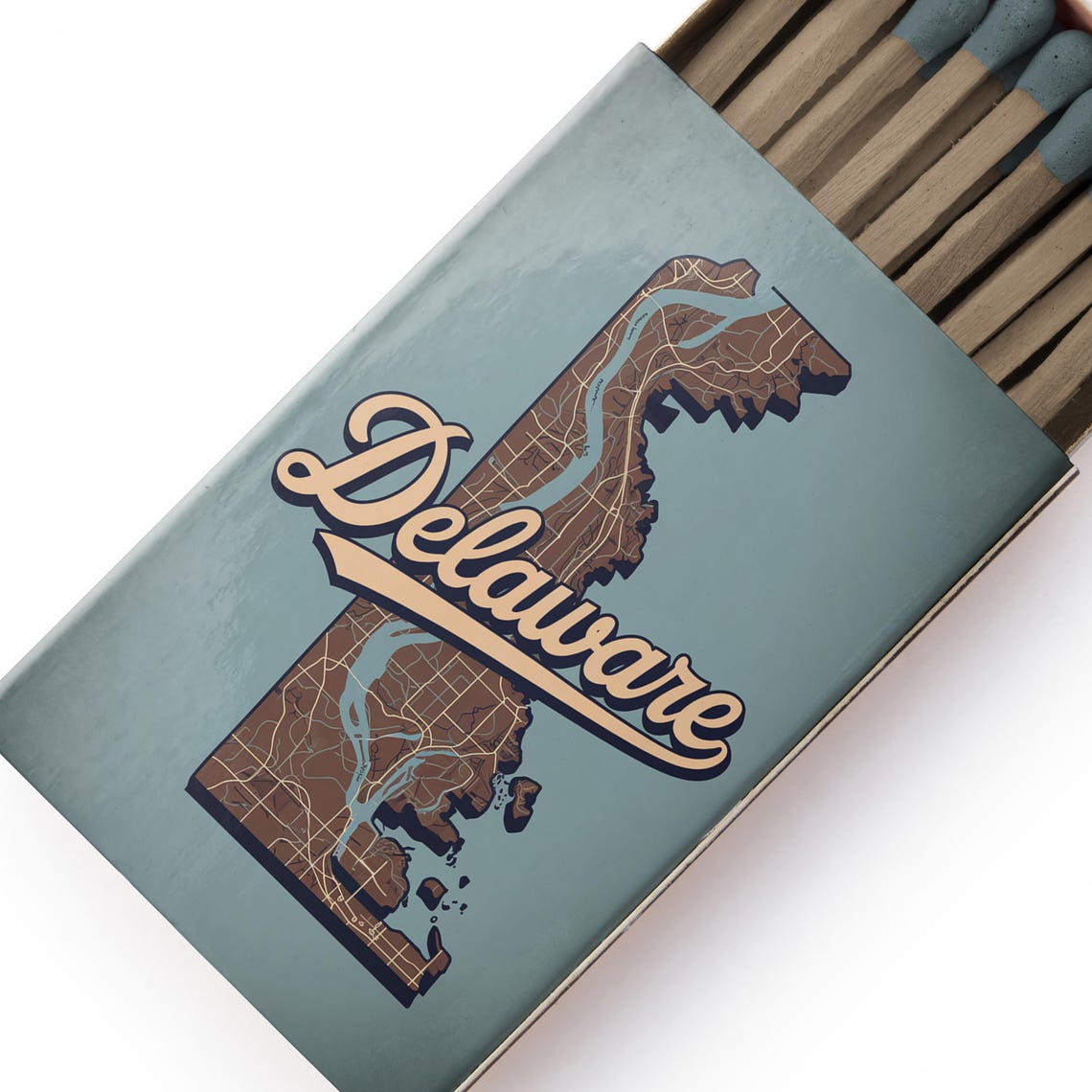Delaware Matchbox State Map Vintage Retro Kitchen Decor Print - Image 5