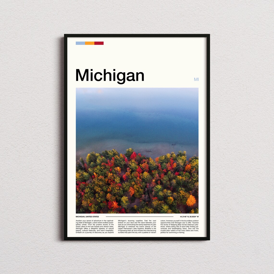 Michigan Autumn Forest Great Lakes Shoreline Aerial Fall Colors Poster