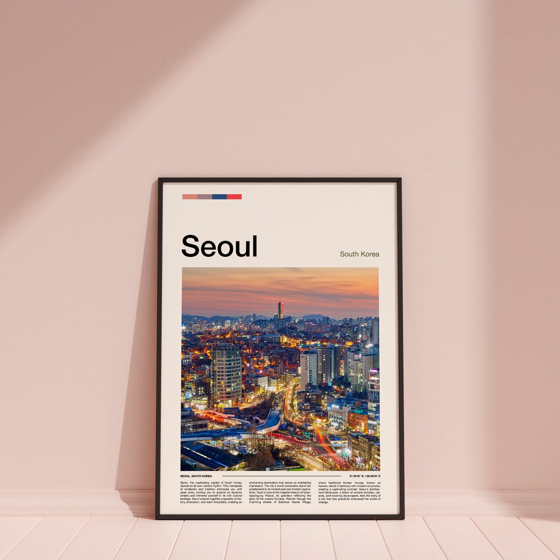 Seoul South Korea City Lights Night Skyline Panorama Art Poster - Image 4