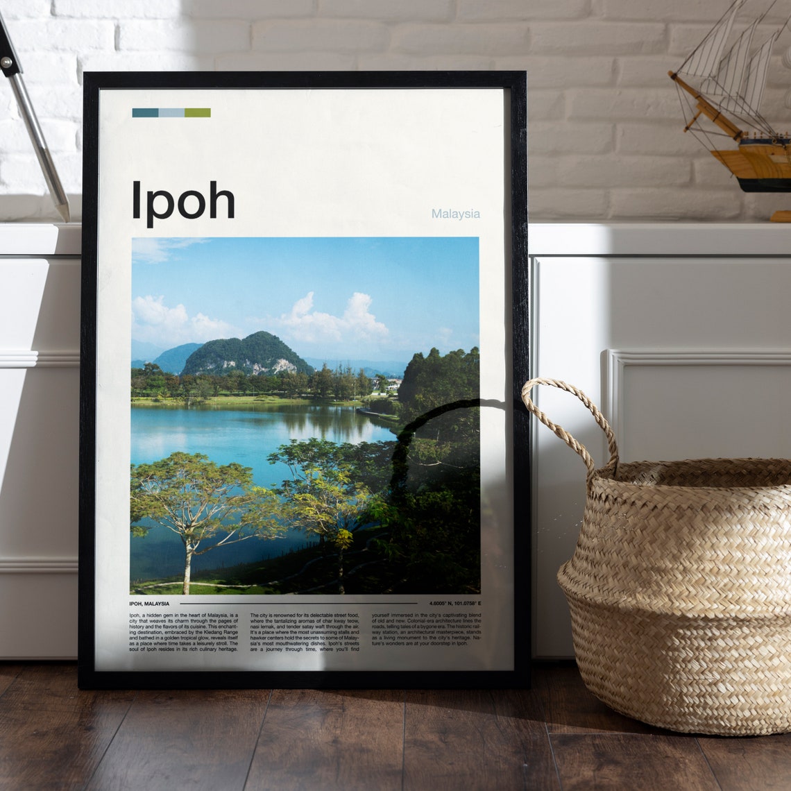 Ipoh Malaysia Lake Limestone Hill Rain Trees Scenic View Poster - Image 5