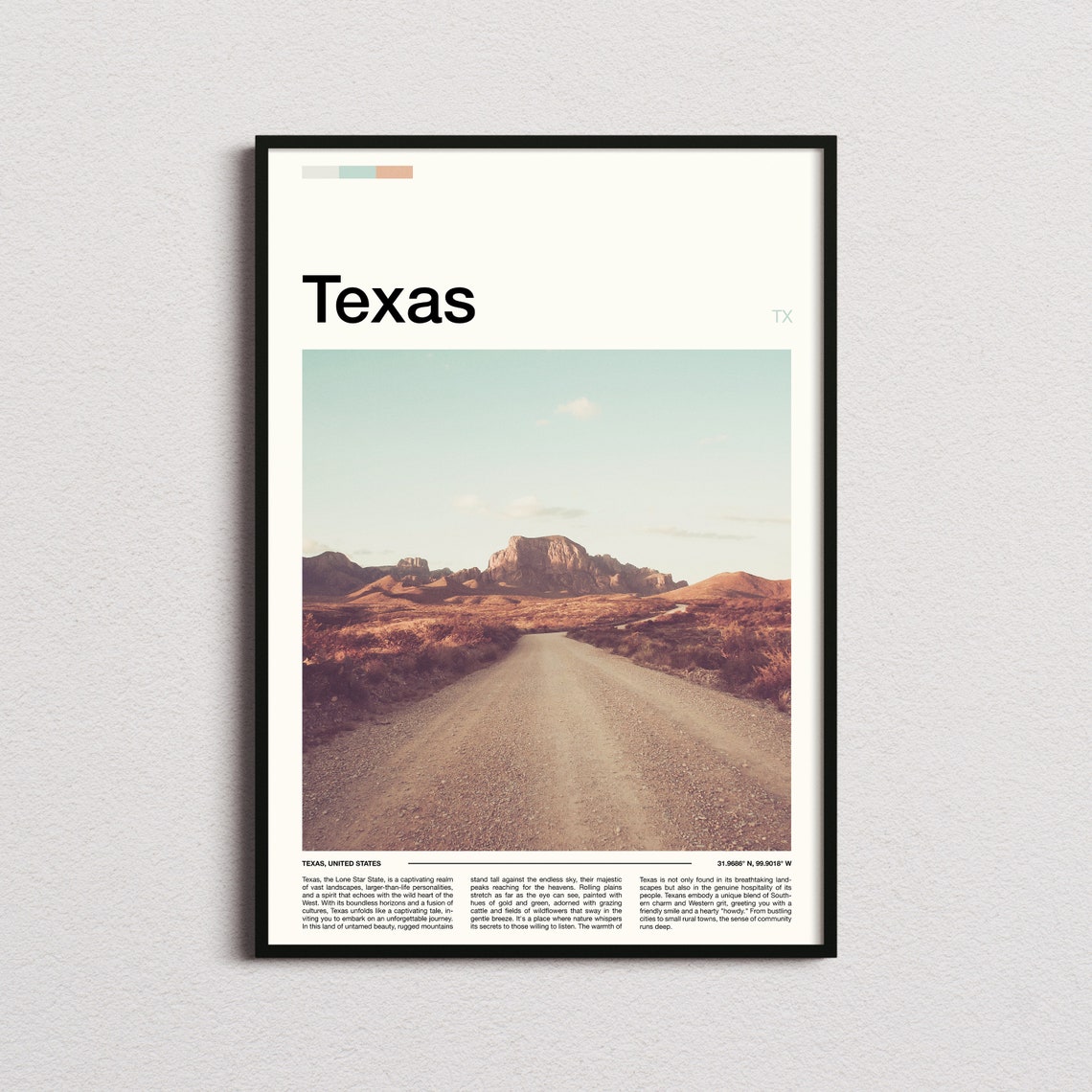 Texas Rugged Desert Road Mountain Wilderness Scenic Photo Poster