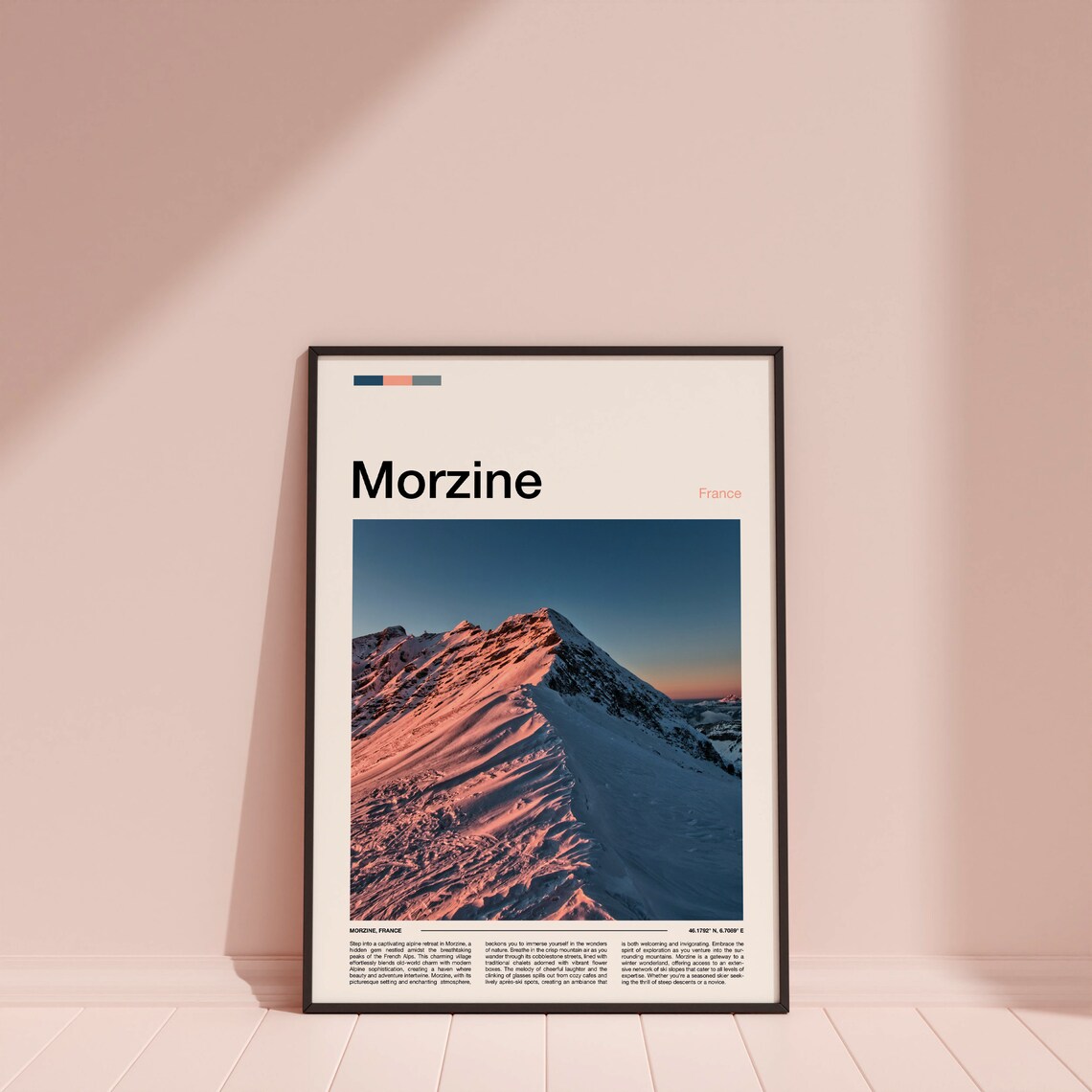 Morzine France Pink Alpenglow Light Snowy Mountain Ridge Poster - Image 4