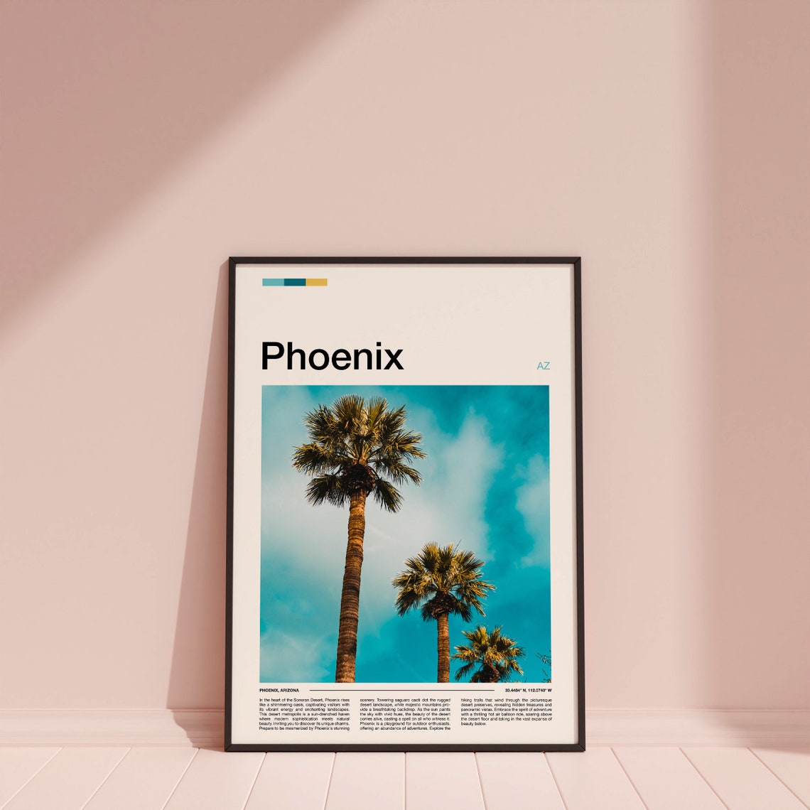 Phoenix Arizona Palm Trees Sunny Blue Sky Photo Poster Desert Art - Image 4