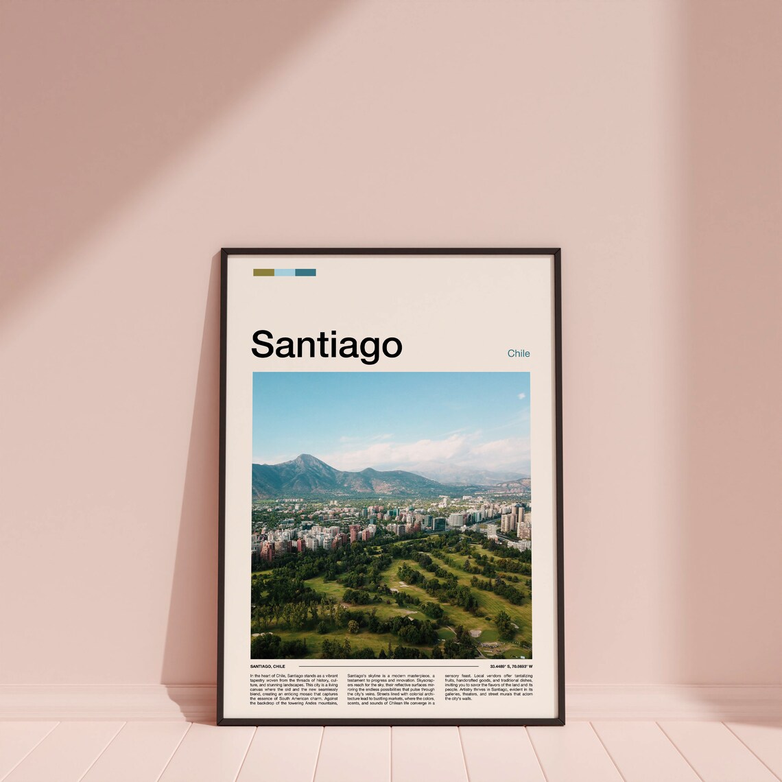 Santiago Chile Andes Mountains City Skyline View Landscape Poster - Image 3