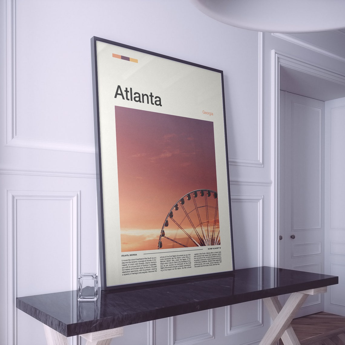 Atlanta Georgia Ferris Wheel Pink Sunset Minimalist Photo Poster - Image 2