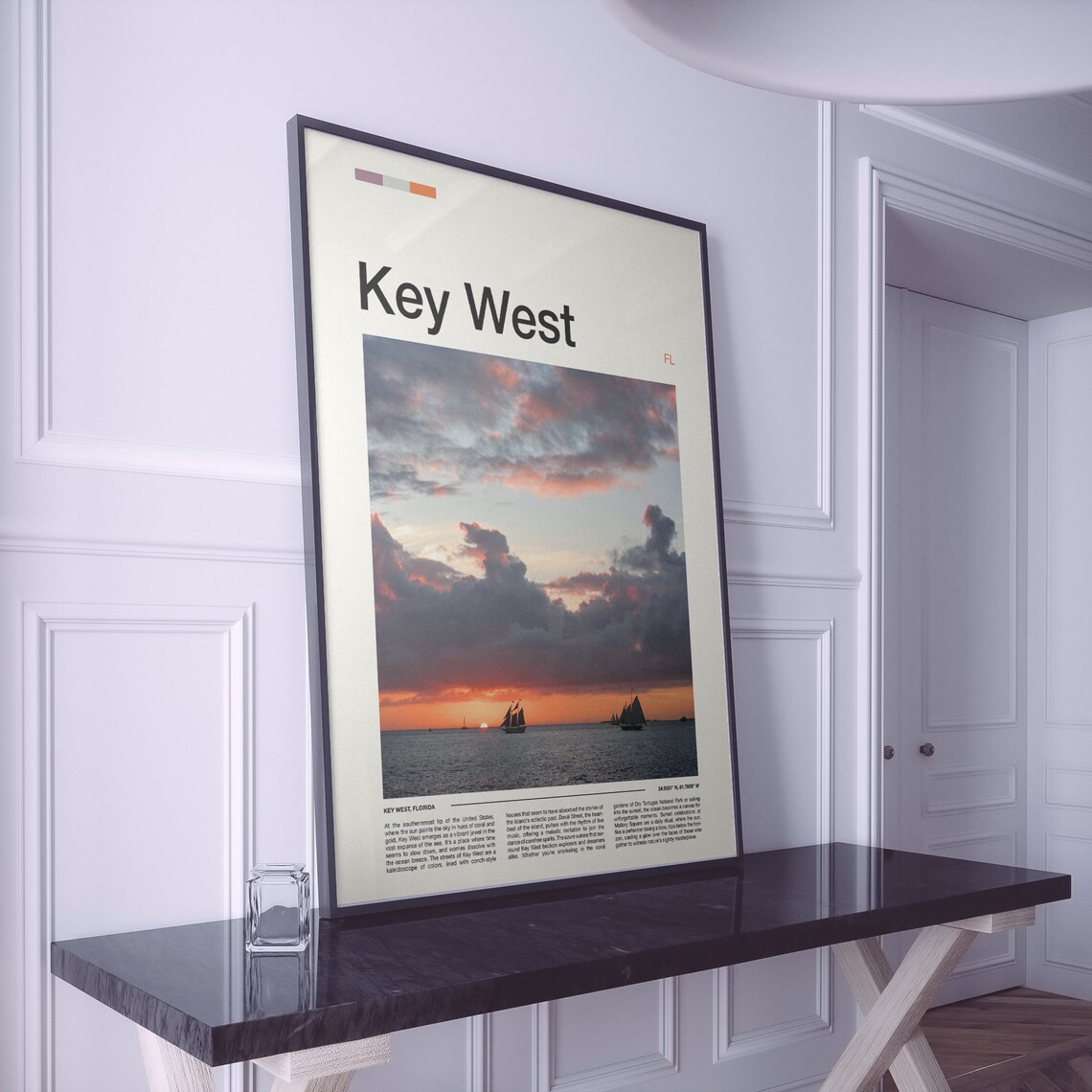 Key West Florida Sailboats At Dusk Sunset Ocean Scene Art Poster - Image 2
