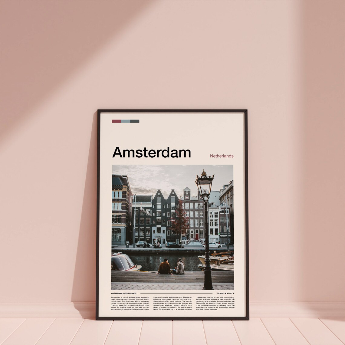 Amsterdam Netherlands Canal and Historic Gabled Houses Travel Poster - Image 4