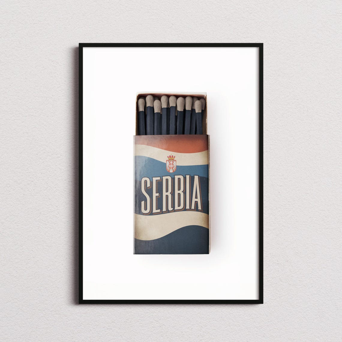 Serbia Matchbox Print Serbia Print Serbia Poster Serbia Wall Art Serbia Art Print Serbia Gifts
