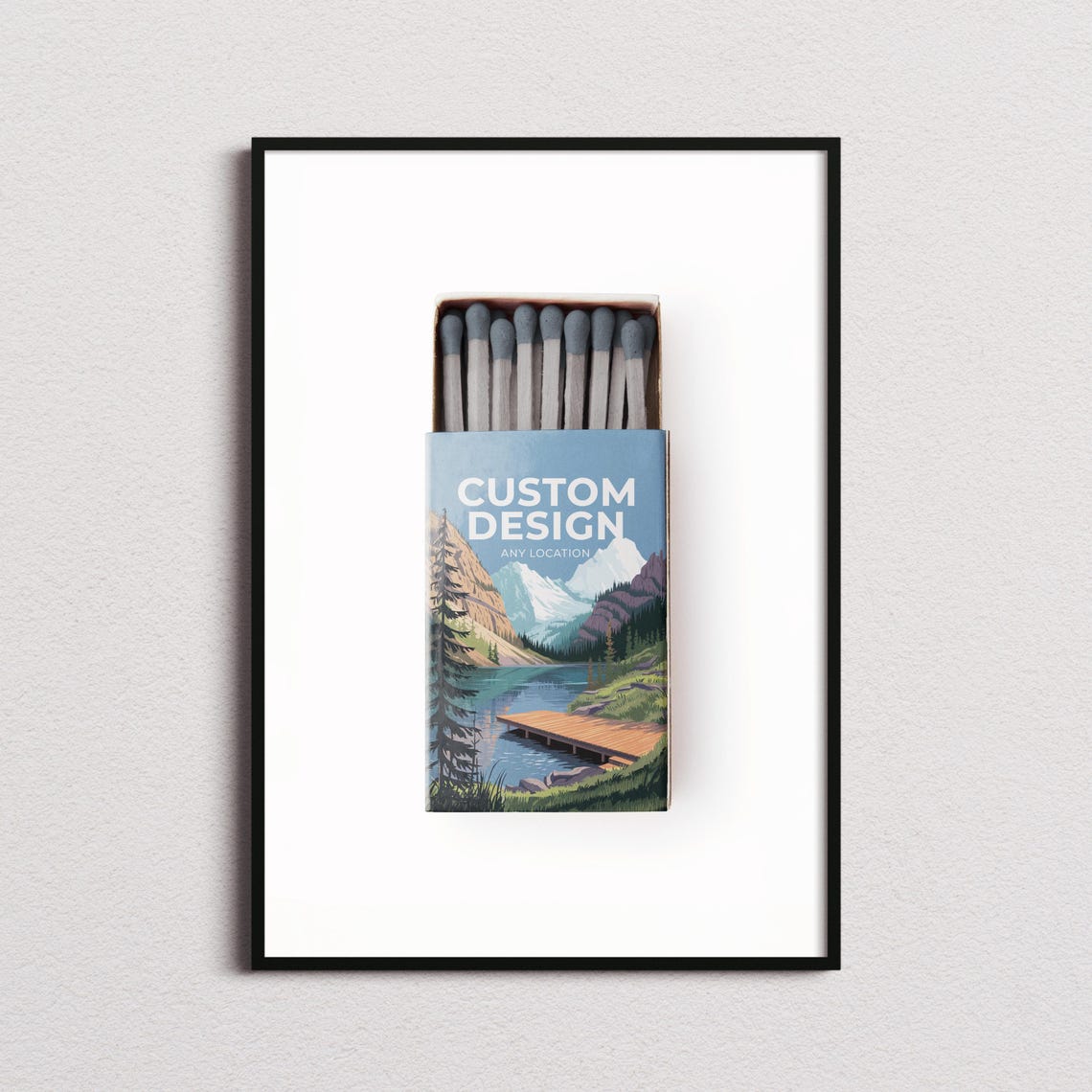 Custom Destination Matchbox Mountain Lake Vertical Art Poster