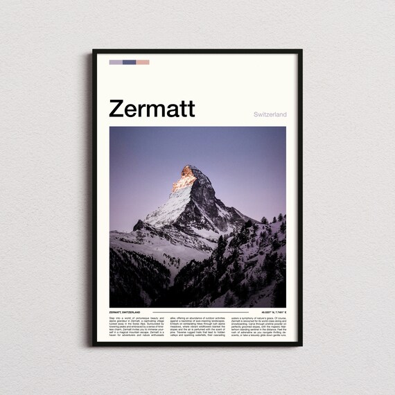 Zermatt Matterhorn at Dusk Snowy Peak Switzerland Travel Poster