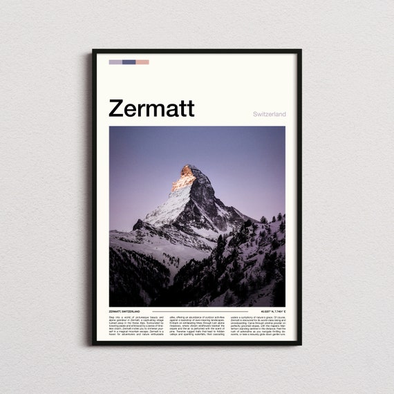 Zermatt Print Zermatt Poster Zermatt Wall Art Zermatt Art Print Zermatt Photo Ski Resort Print Skiing Prints