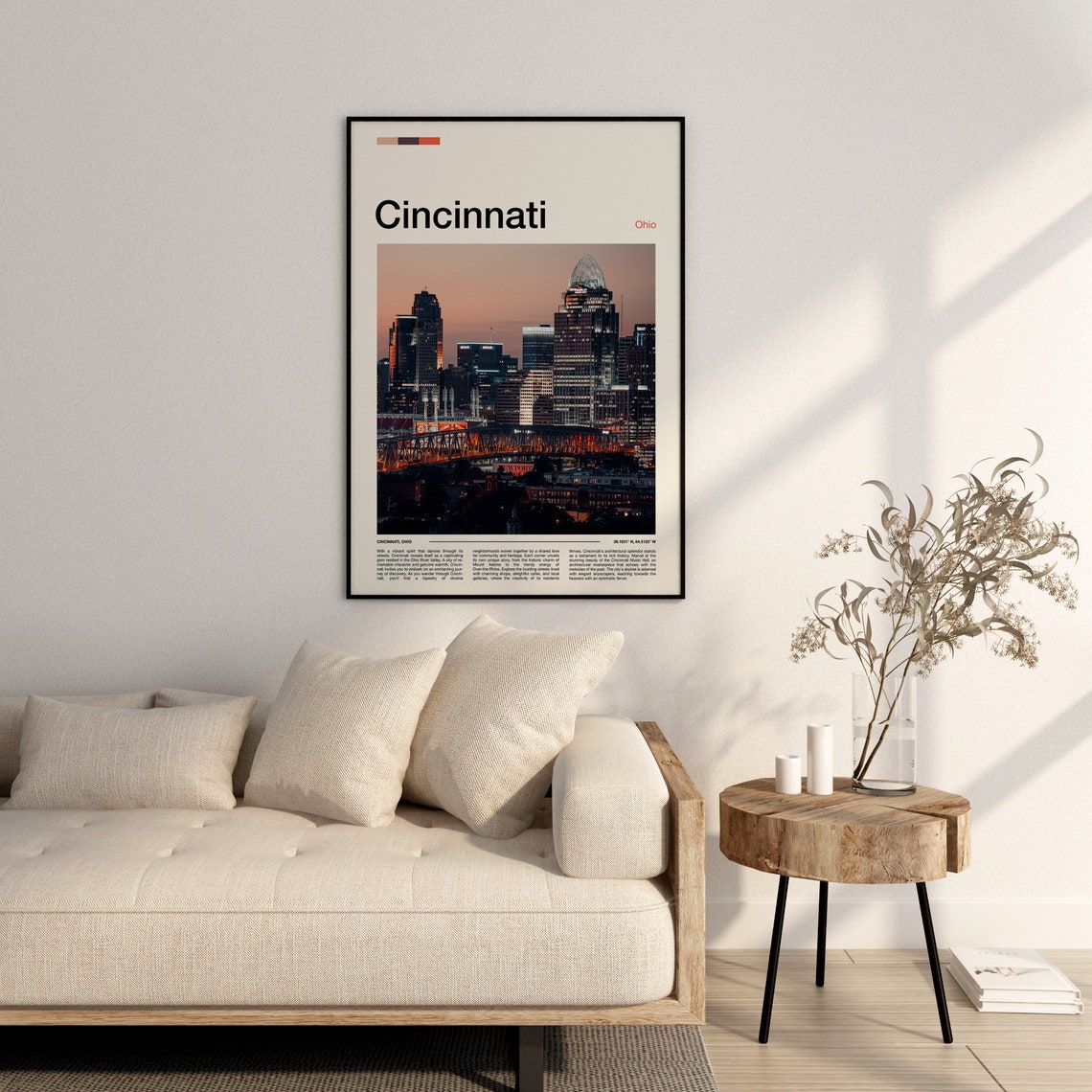 Cincinnati Ohio Downtown Skyline Dusk Riverfront City Poster - Image 3
