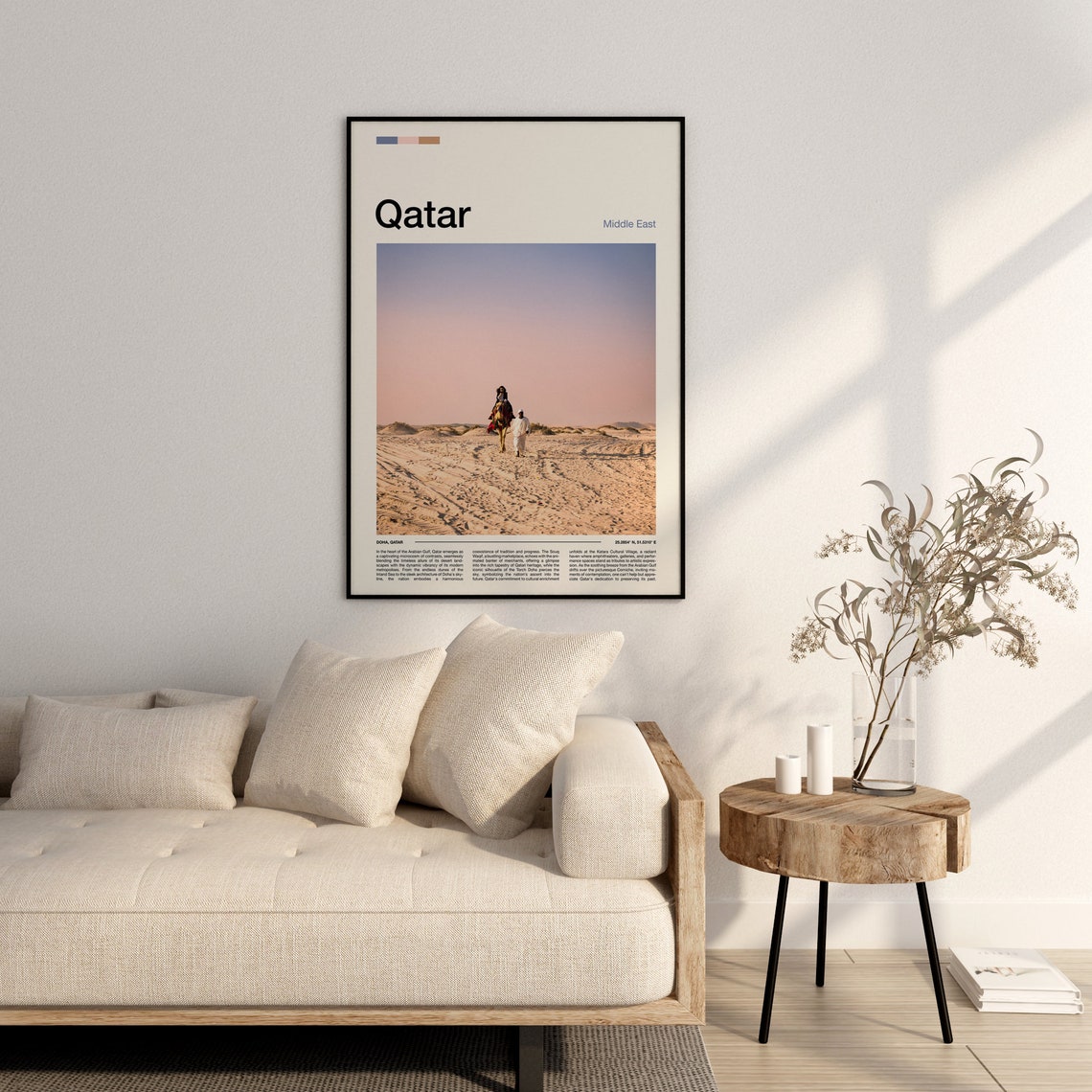 Qatar Middle East Camel Ride Desert Sunset Dune Scene Poster - Image 3