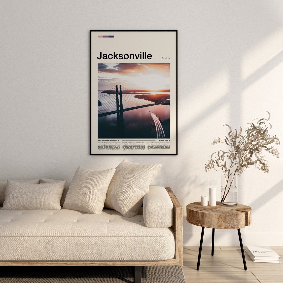 Jacksonville Florida Dames Point Bridge Sunset River Aerial Poster - Image 2