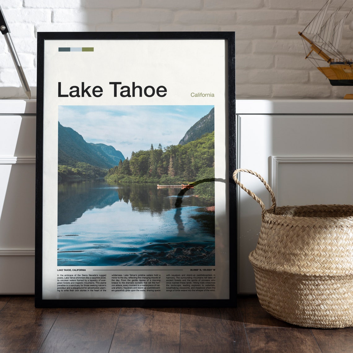 Lake Tahoe Print Lake Tahoe Poster Lake Tahoe Wall Art California Art Print Lake Tahoe Photo - Image 5