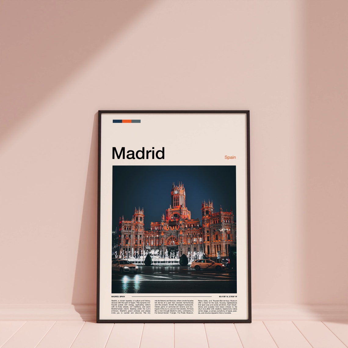 Madrid Spain Historic Cibeles Palace Night City Lights Poster - Image 3