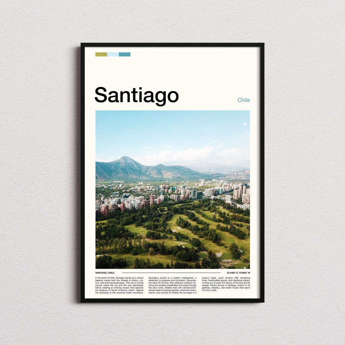 Santiago Chile Andes Mountains City Skyline View Landscape Poster