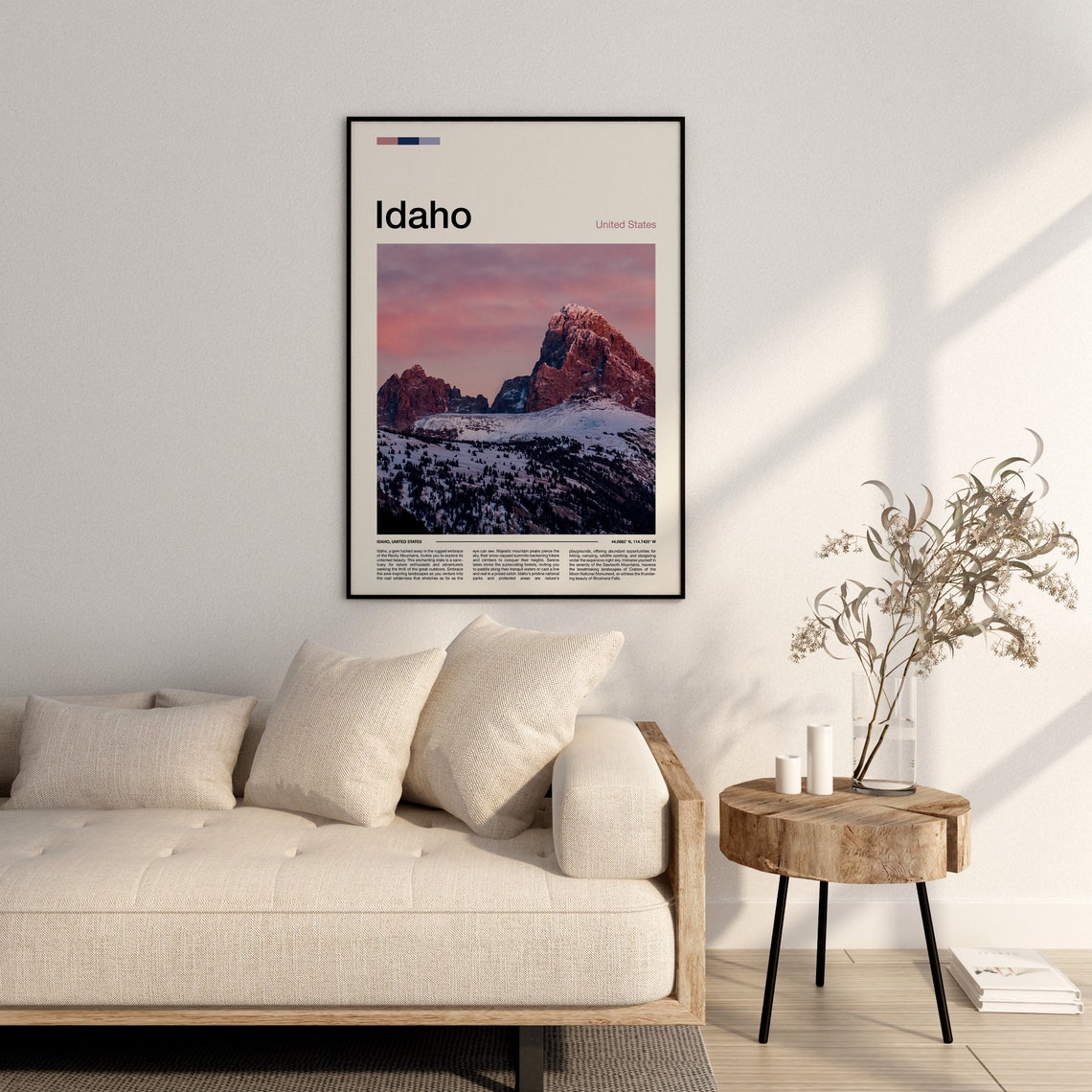 Idaho Scenic Snow Capped Rocky Mountain Peaks Winter Dusk Poster - Image 3