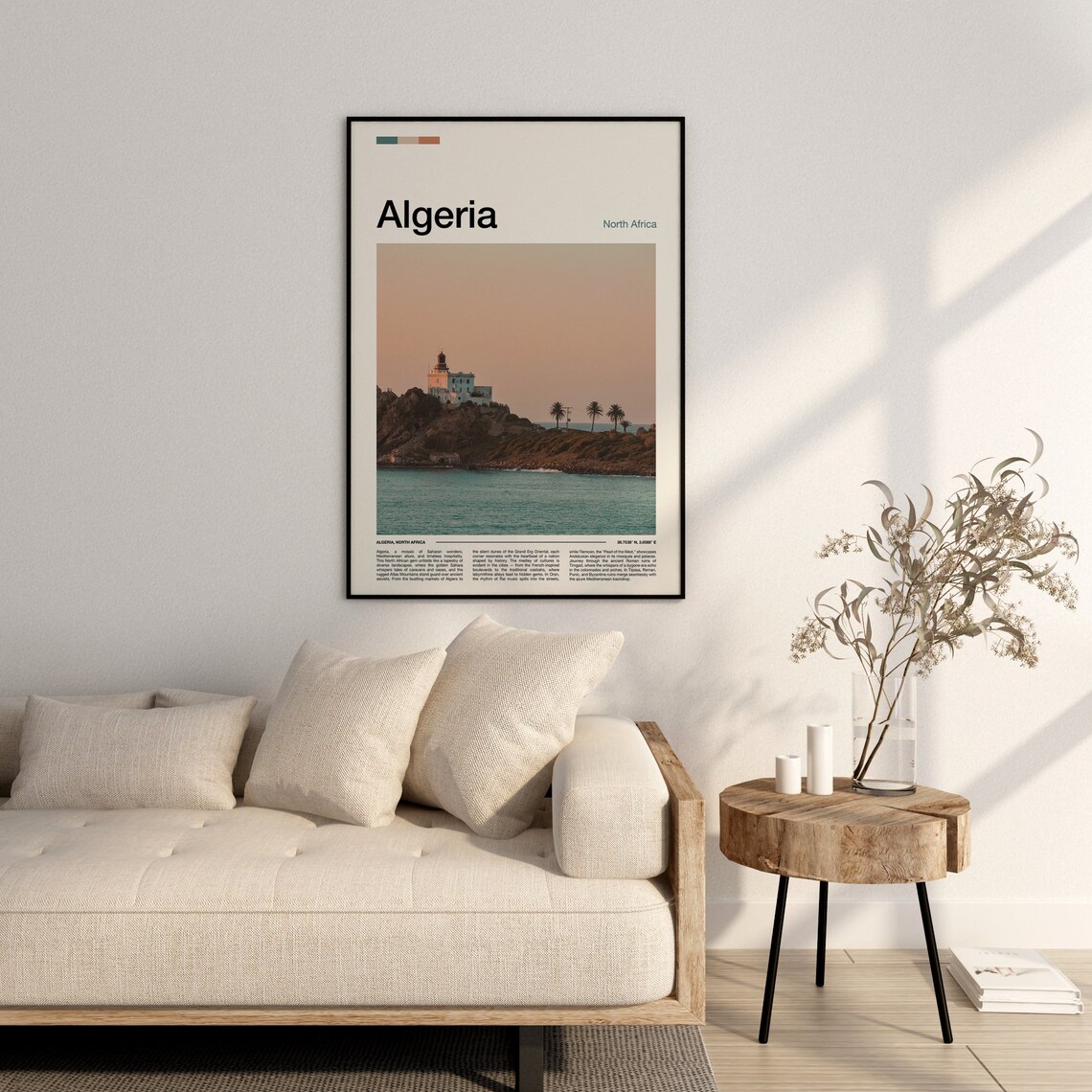 Algeria Lighthouse on Rocky Coast Mediterranean Seascape Photography Poster - Image 3