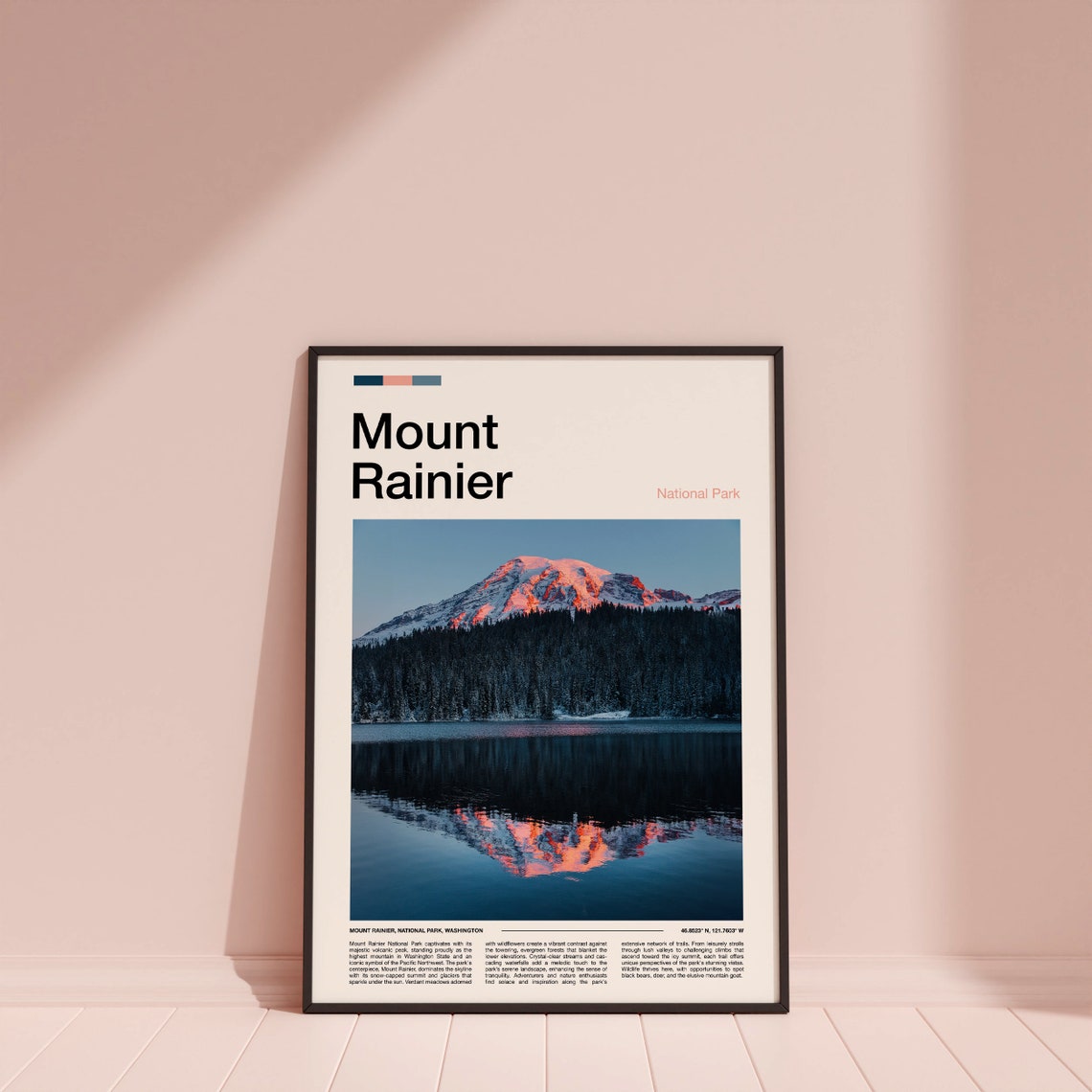 Mount Rainier National Park Washington Sunset Alpenglow Lake Poster - Image 4