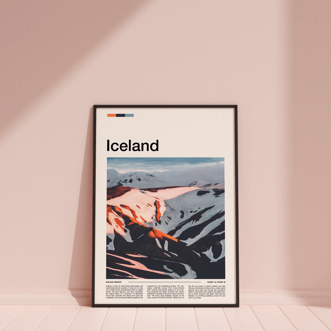 Iceland Europe Colorful Volcanic Mountains Snow Landscape Poster - Image 3