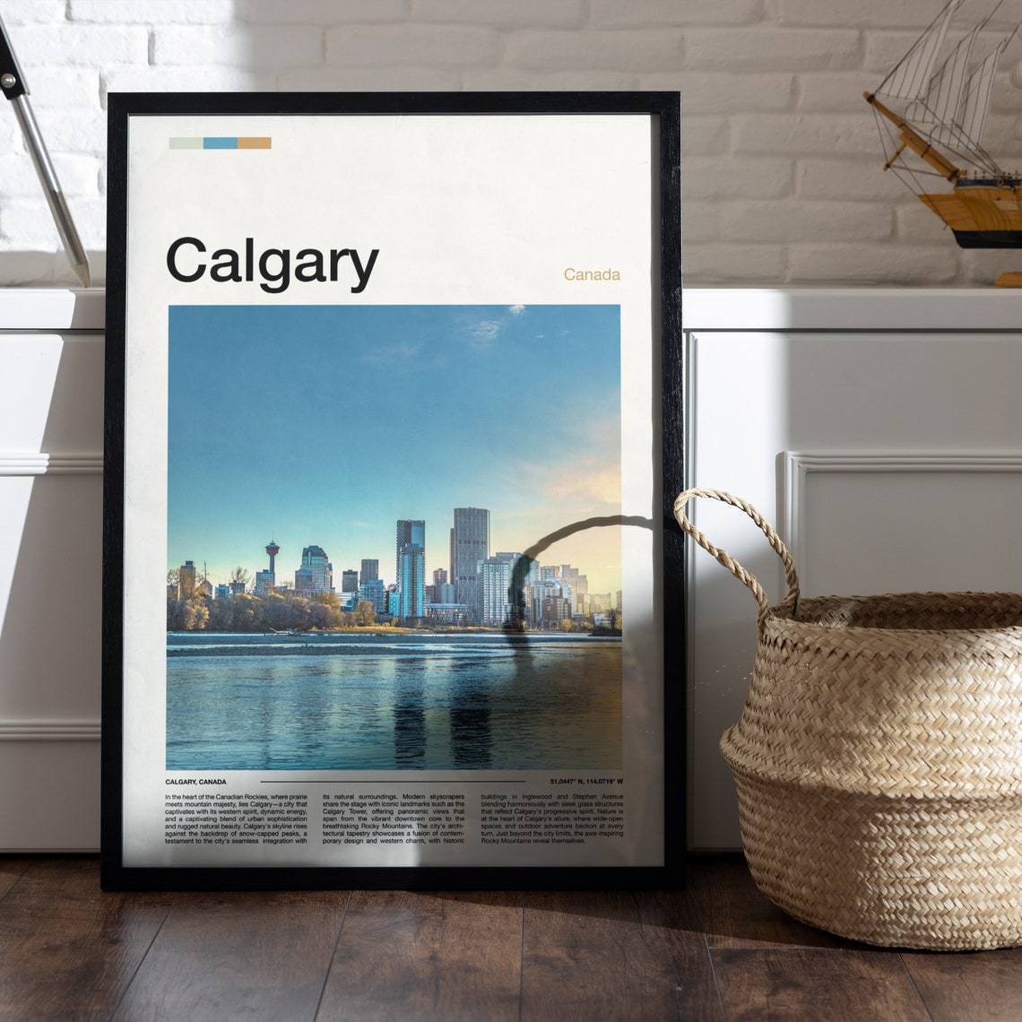 Calgary Canada Skyline River Reflection Downtown View Poster - Image 4