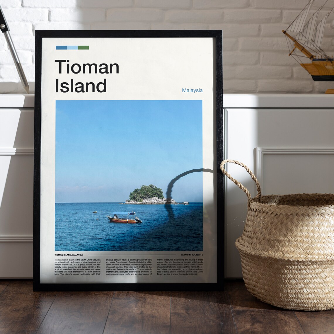 Tioman Island Malaysia Tropical Islet Boat Ocean Photography Poster - Image 5