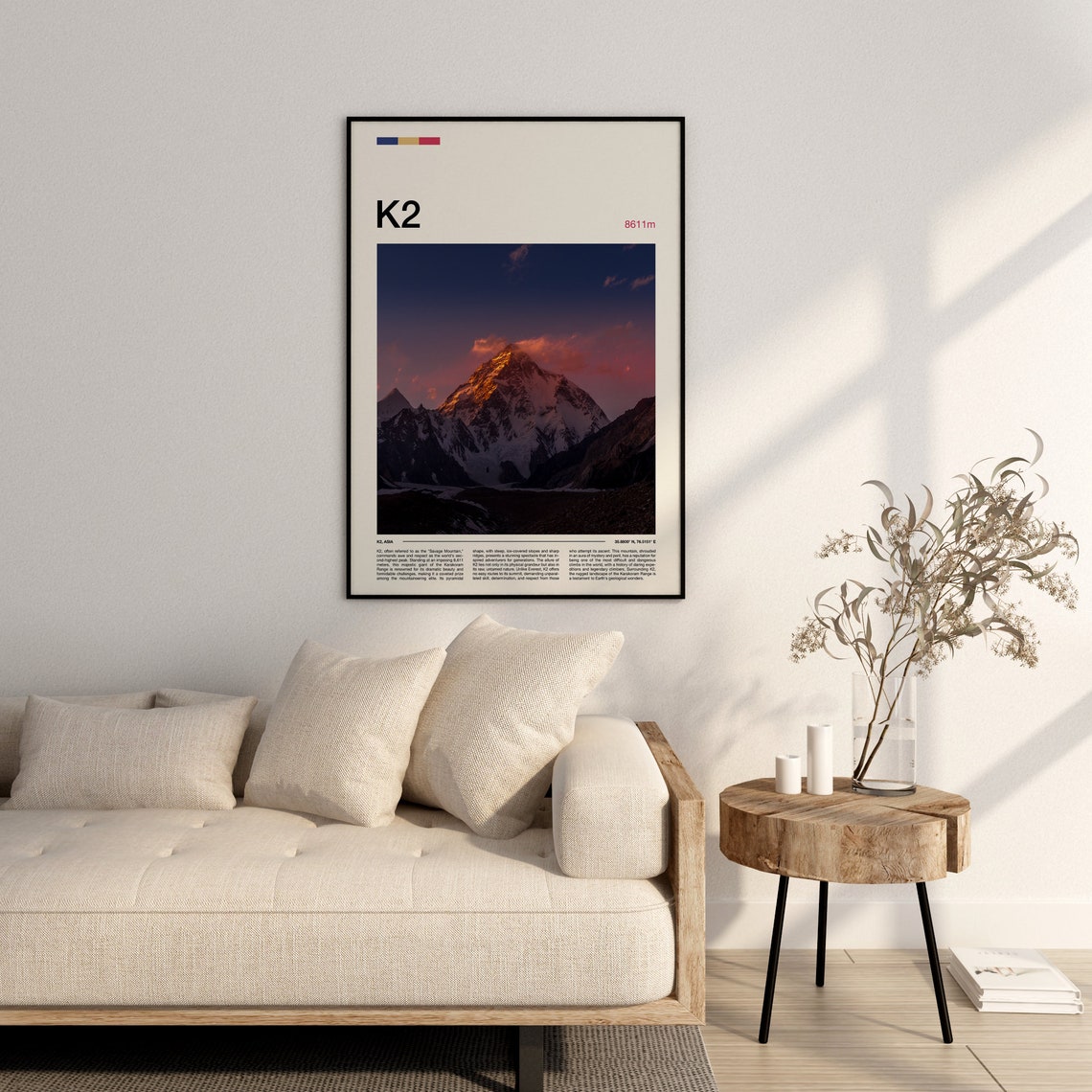 K2 Mountain 8611m Karakoram Sunset Summit Alpenglow Travel Poster - Image 2
