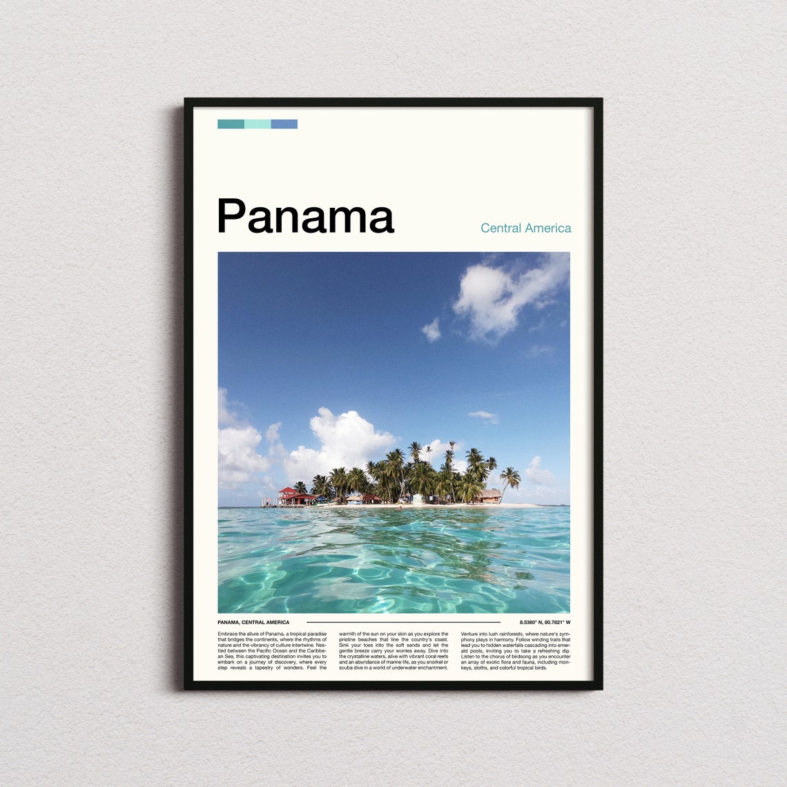 Panama Central America Tropical Beach Palm Island Crystal Water Poster