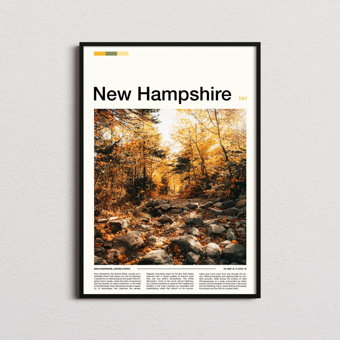 New Hampshire Autumn Fall Foliage Forest Stream Photo Poster
