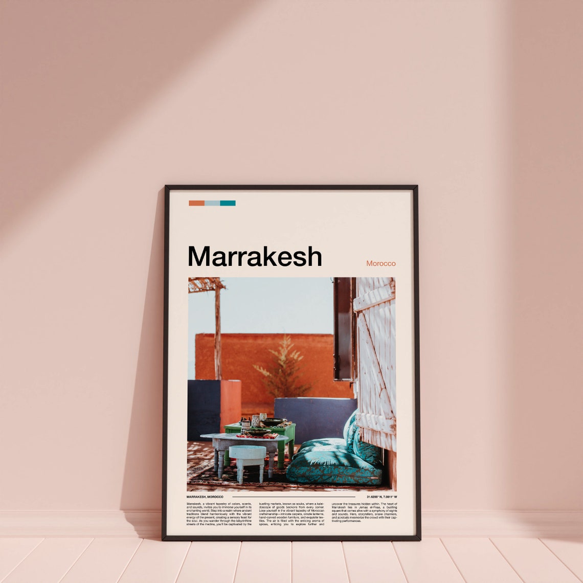 Marrakesh Morocco Rooftop Terrace Colorful Lounge Decor Poster - Image 3