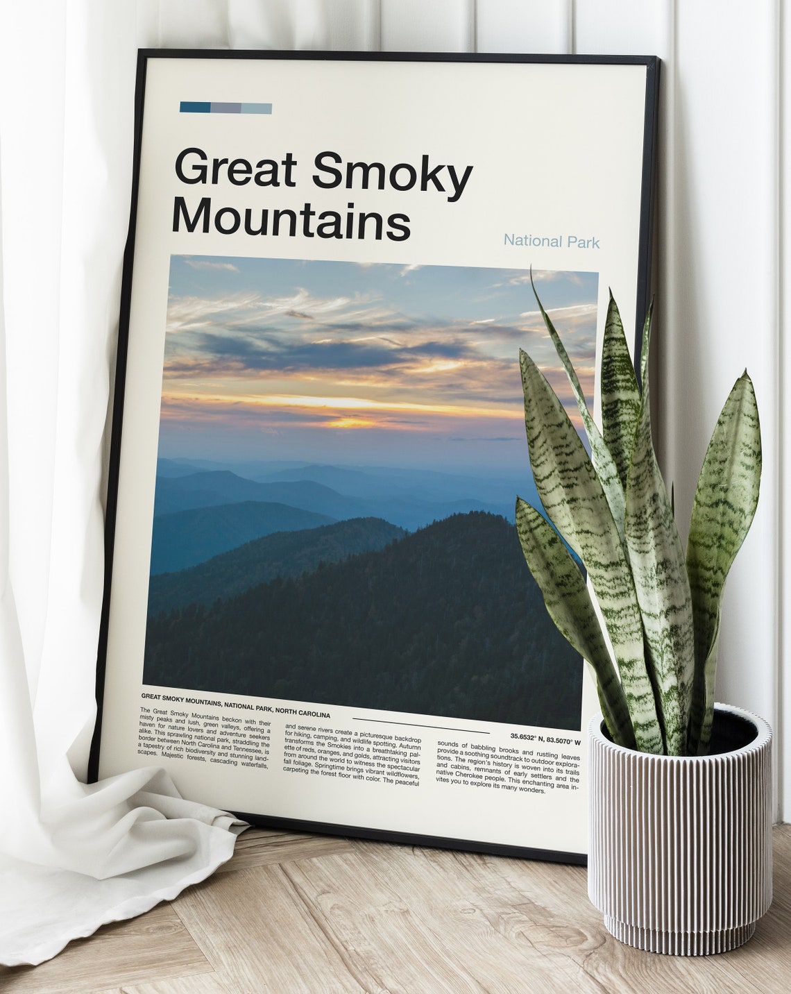 Great Smoky Mountains Sunset Blue Ridges National Park Poster - Image 2