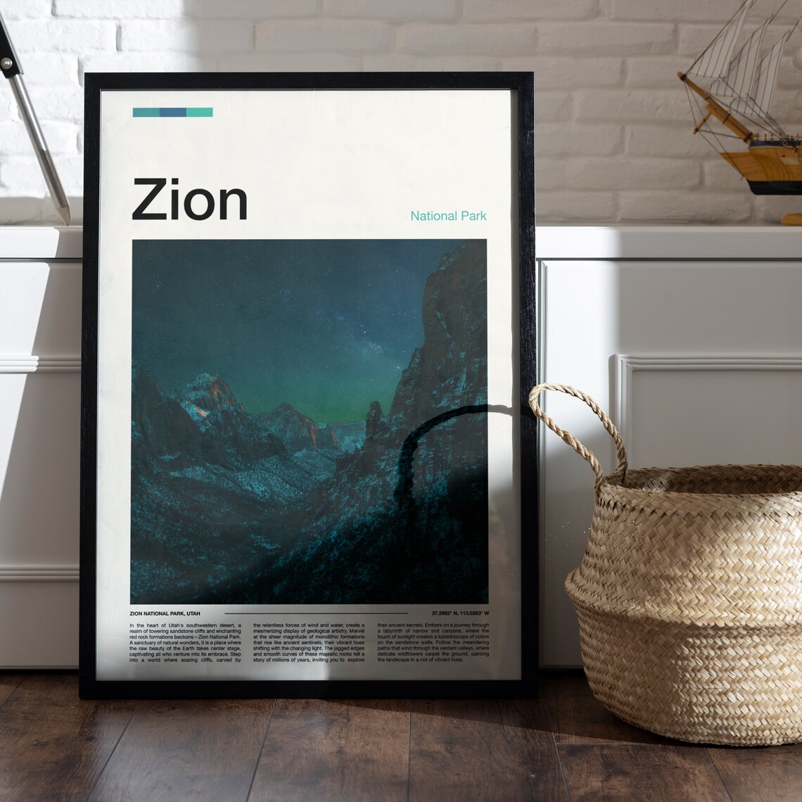 Zion National Park Print Zion National Park Poster Zion Wall Art Zion Art Print Zion Photo - Image 5