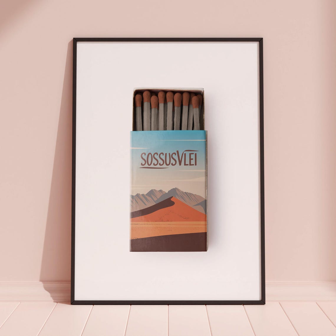 Sossusvlei Desert Dunes Matchbox Style Art with Orange Sand Poster - Image 3