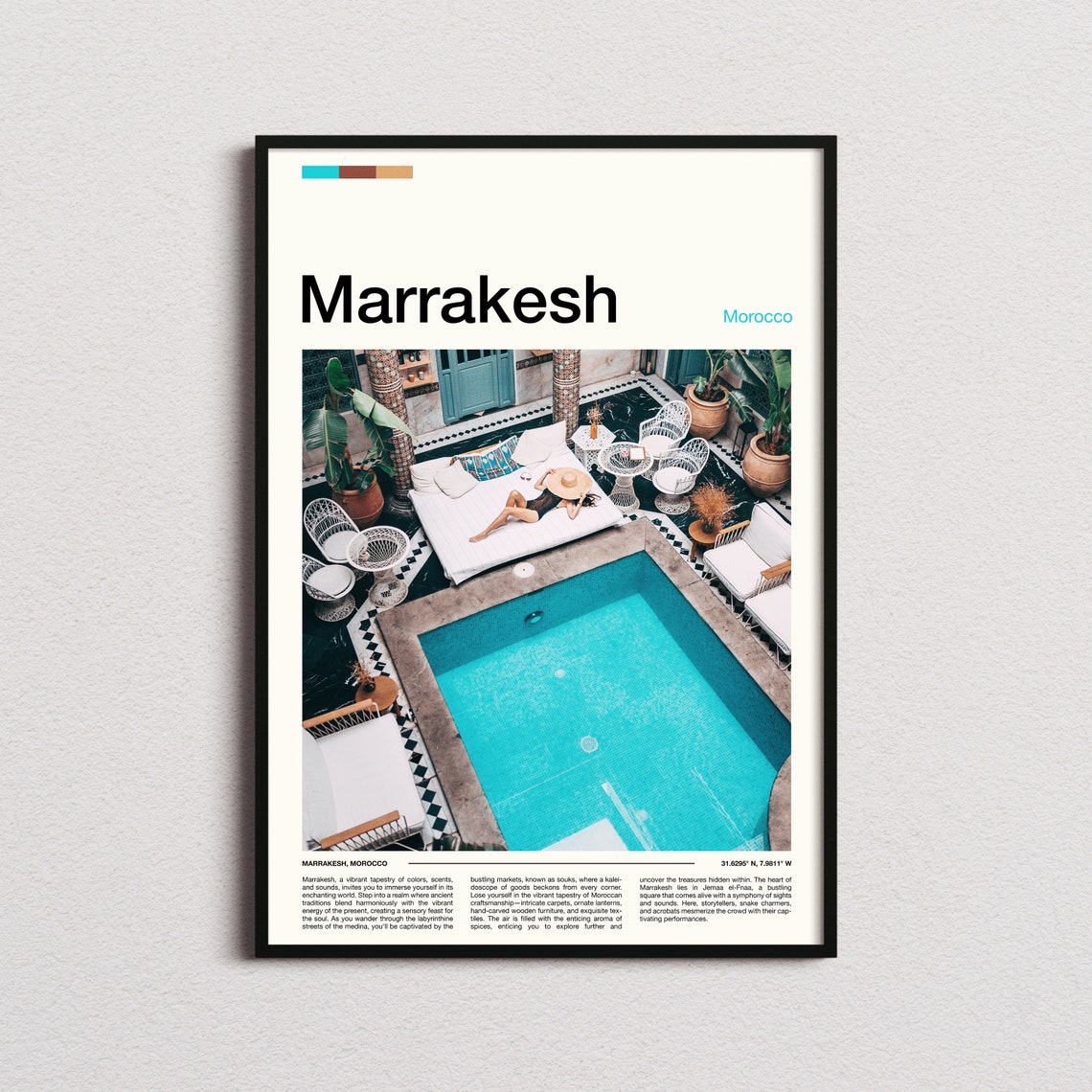 Marrakesh Morocco Riad Courtyard Pool Oasis Retreat Tiles Poster