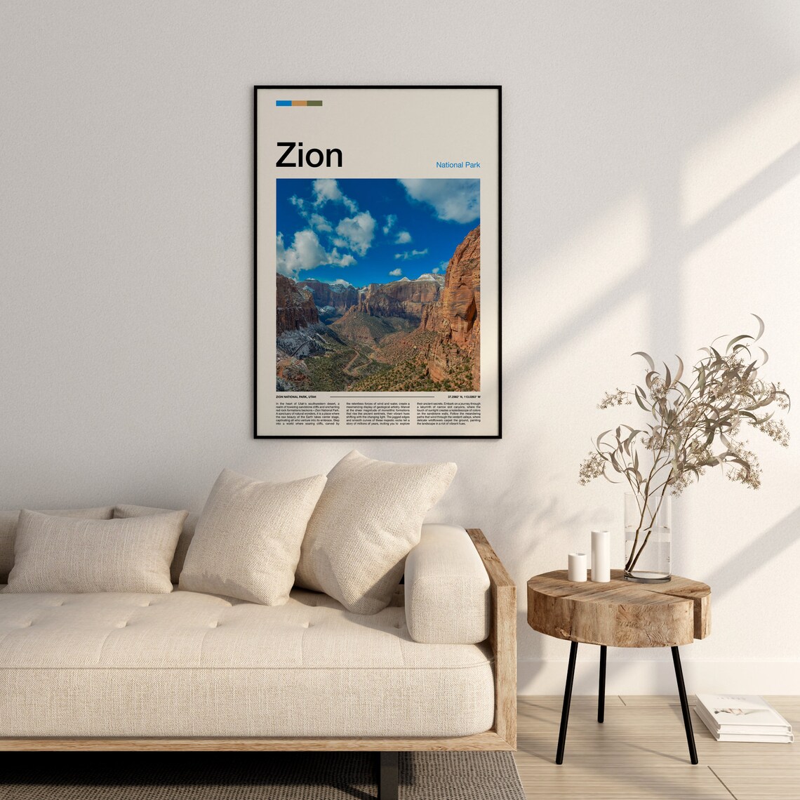 Zion National Park Print Zion National Park Poster Zion Wall Art Zion Art Print Zion Photo - Image 3