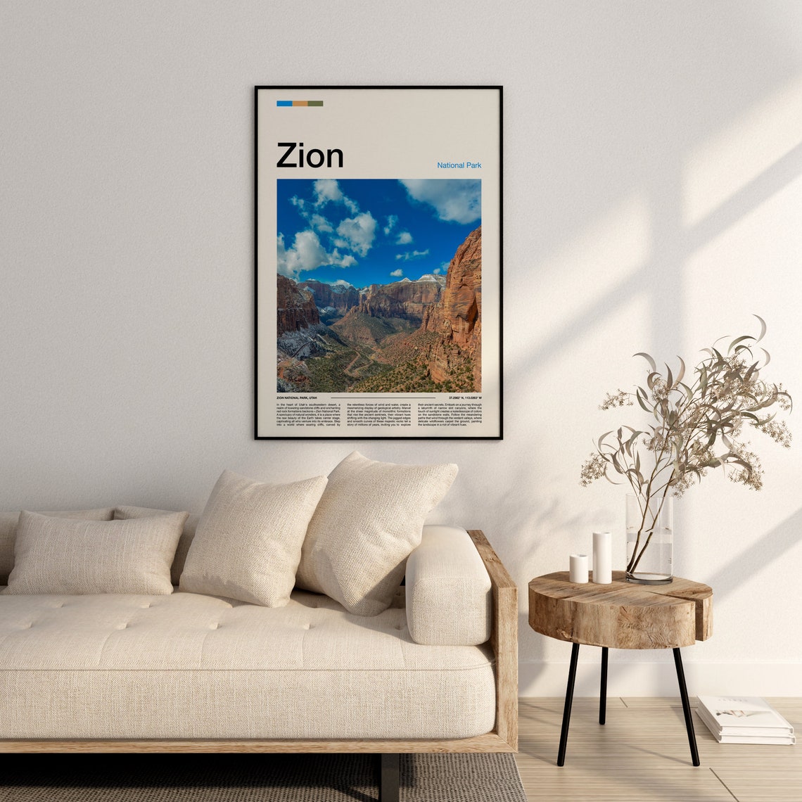 Zion National Park Utah Red Rock Canyon Valley Landscape Poster - Image 3
